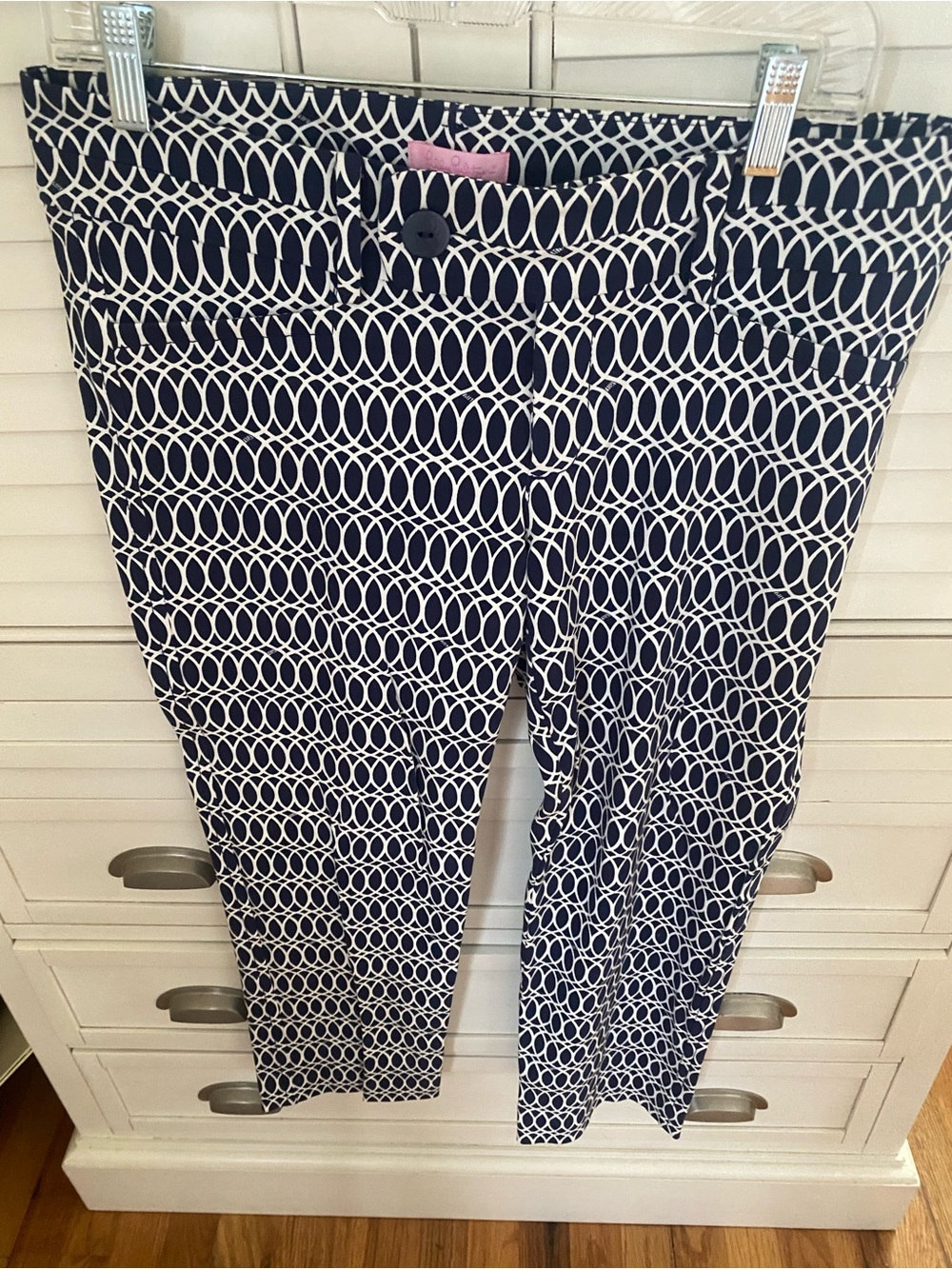 Lilly Pulitzer Navy & White Interlocking Circle Cropped Pants